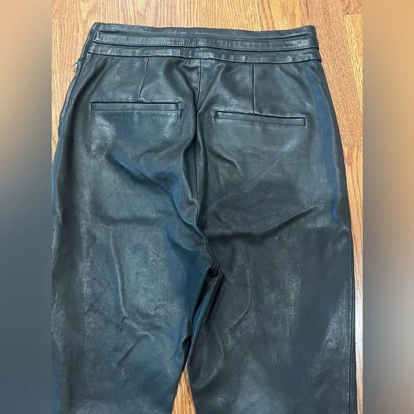 DEREK LAM 10 CROSBY Fia belted leather slim-leg pants Size 00